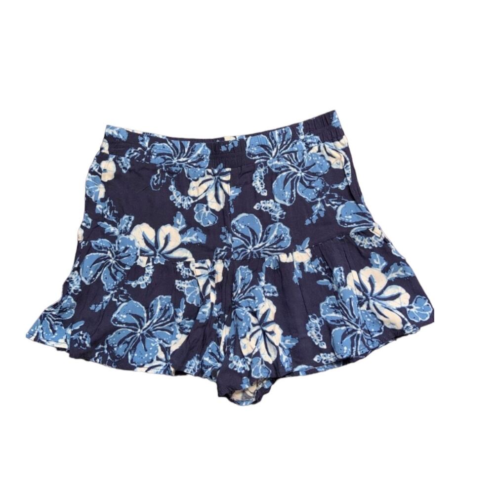 2 For $5 Sale Aeropostale Blue  White Floral Ruffle Hem Shorts NWT Size XS